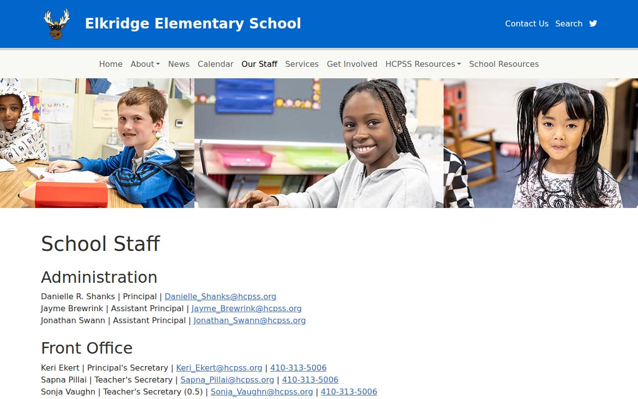 Elkridge people directories grouped Elementary School staff listings